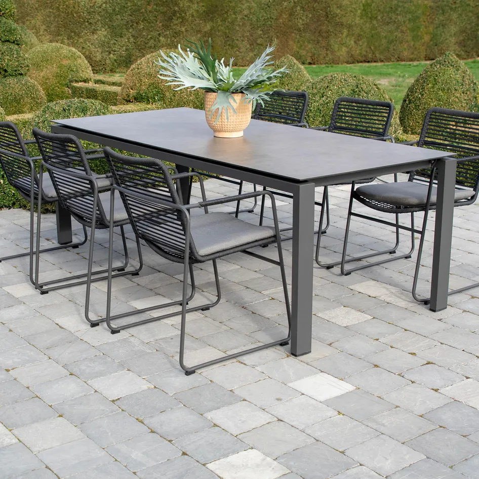 Goa 0002 Elba dining Goa HPL Dark grey dining set 01