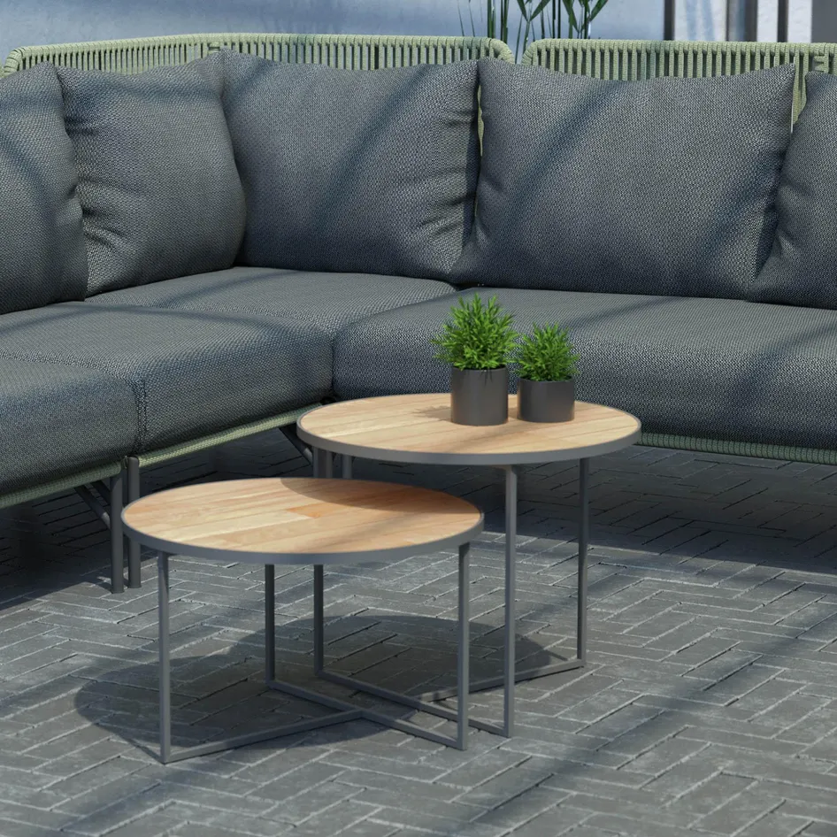 Strada 0001 Altoro modular lounge set with Strada tables Outdoor scene adjusted dimension