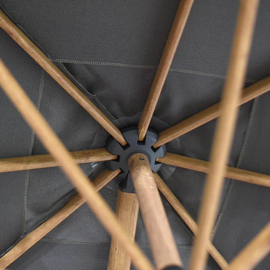 Siesta premium 0003 Siesta premium 300x300cm Charcoal fabric Woodlook frame detail 01