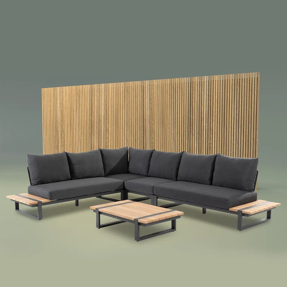 Country modular corner large with table anthracite 01