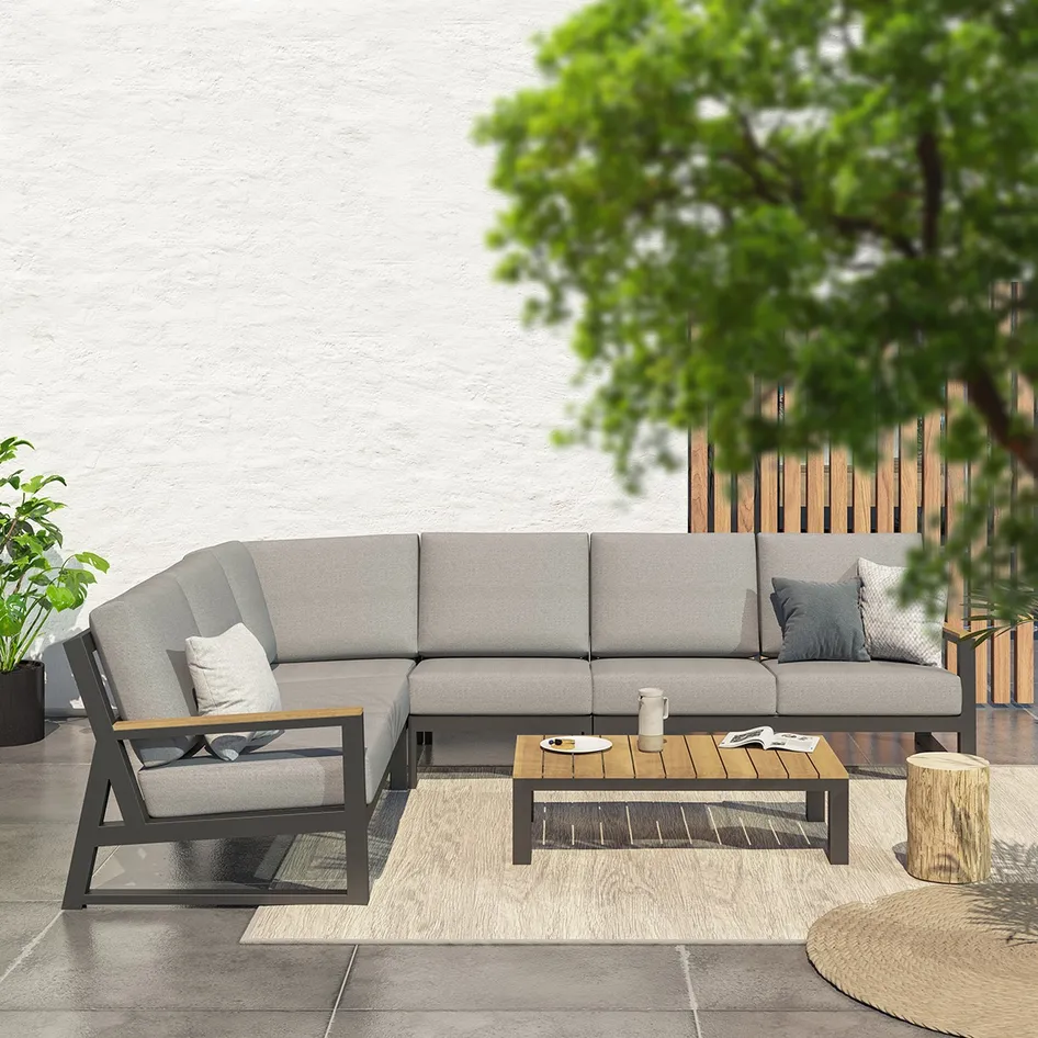 GIGI modular lounge set anthracite with coffeetable outdoors 01