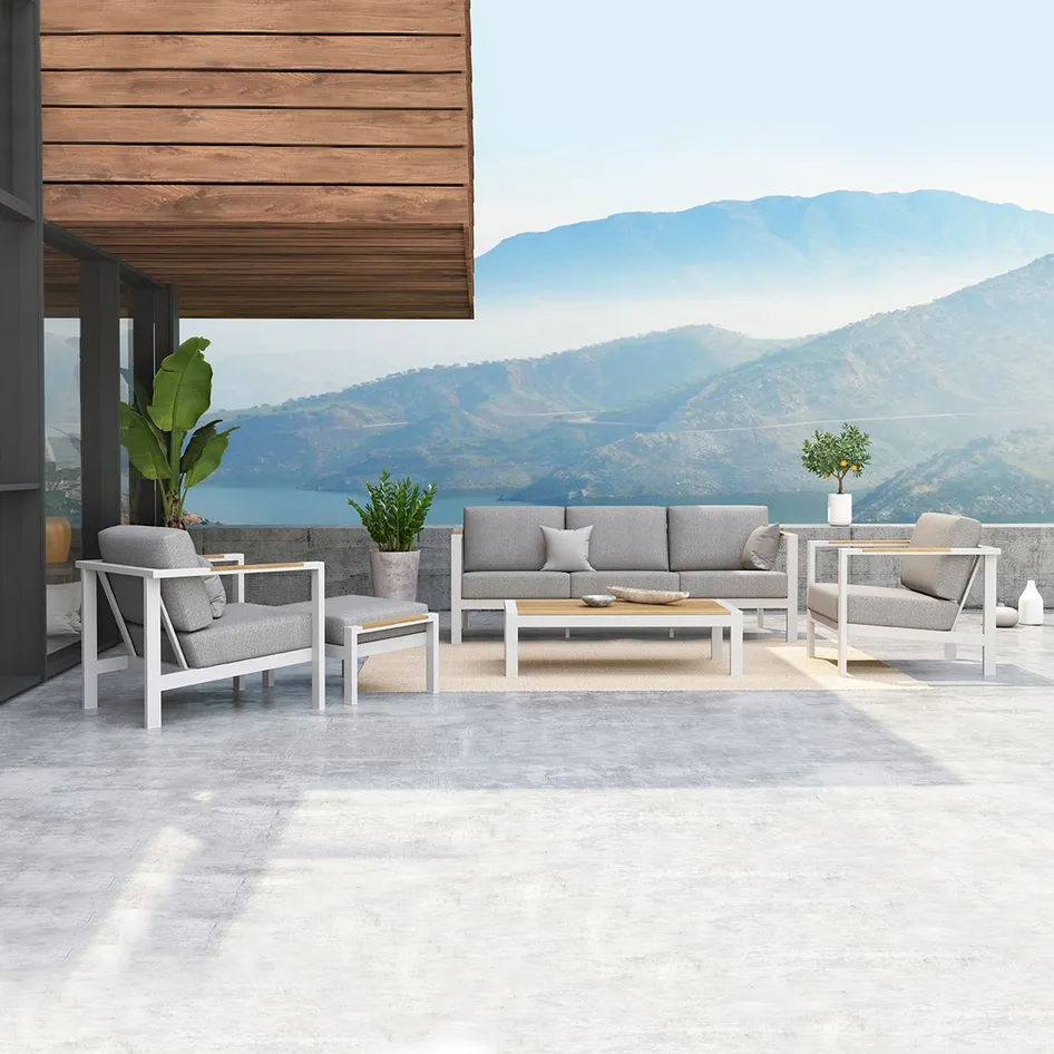 Ginger lounge set with footstool white 01