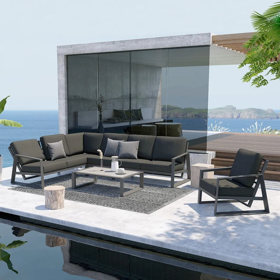 Dazzling modular corner set with lounge chair