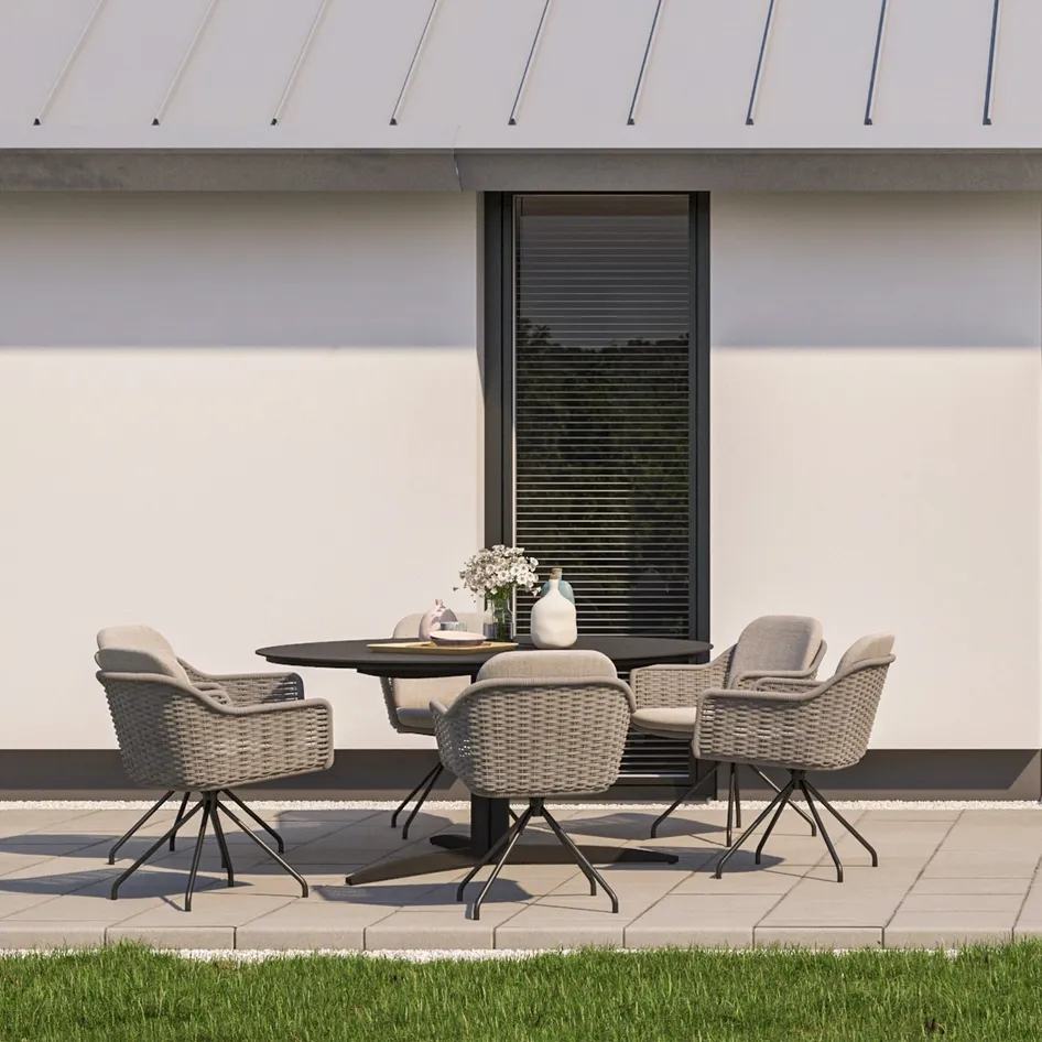 Focus dining silvergrey with Embrace table and Palacio living set outdoor 01