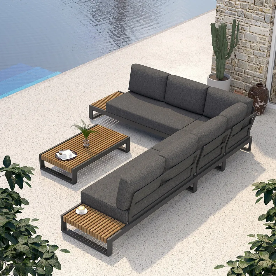Kioto modular lounge set anthracite with lounge table outdoor 01