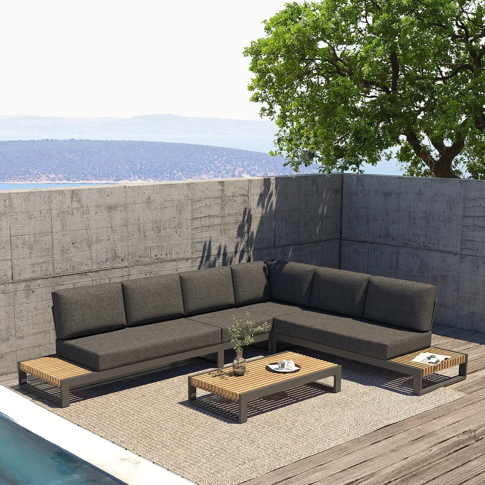 Kioto modular lounge set anthracite with lounge table outdoor 02
