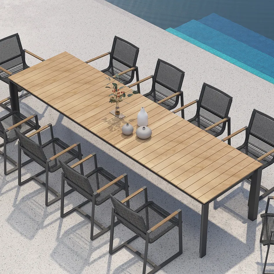 Optimum teak extending table anthracite