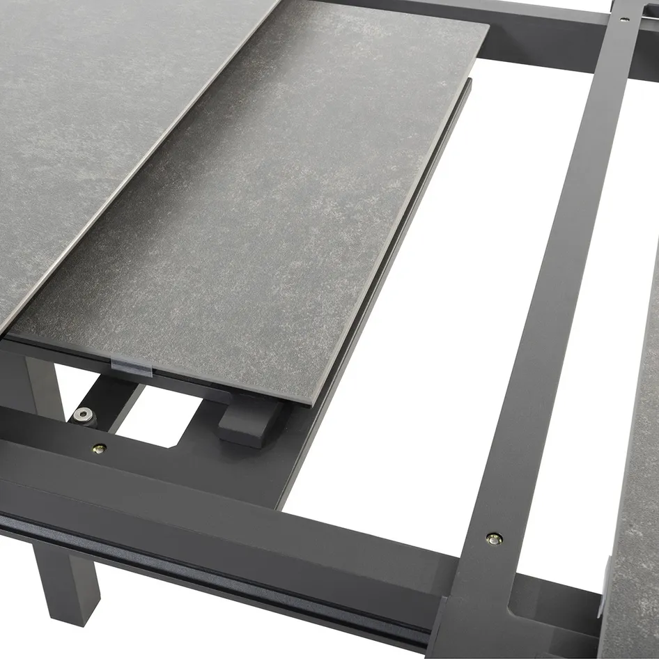 Optimum extending dining table anthracite with ceramic top detail 01