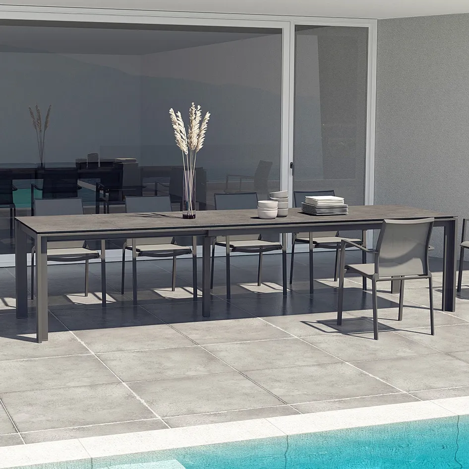 Optimum extending table anthracite ceramic