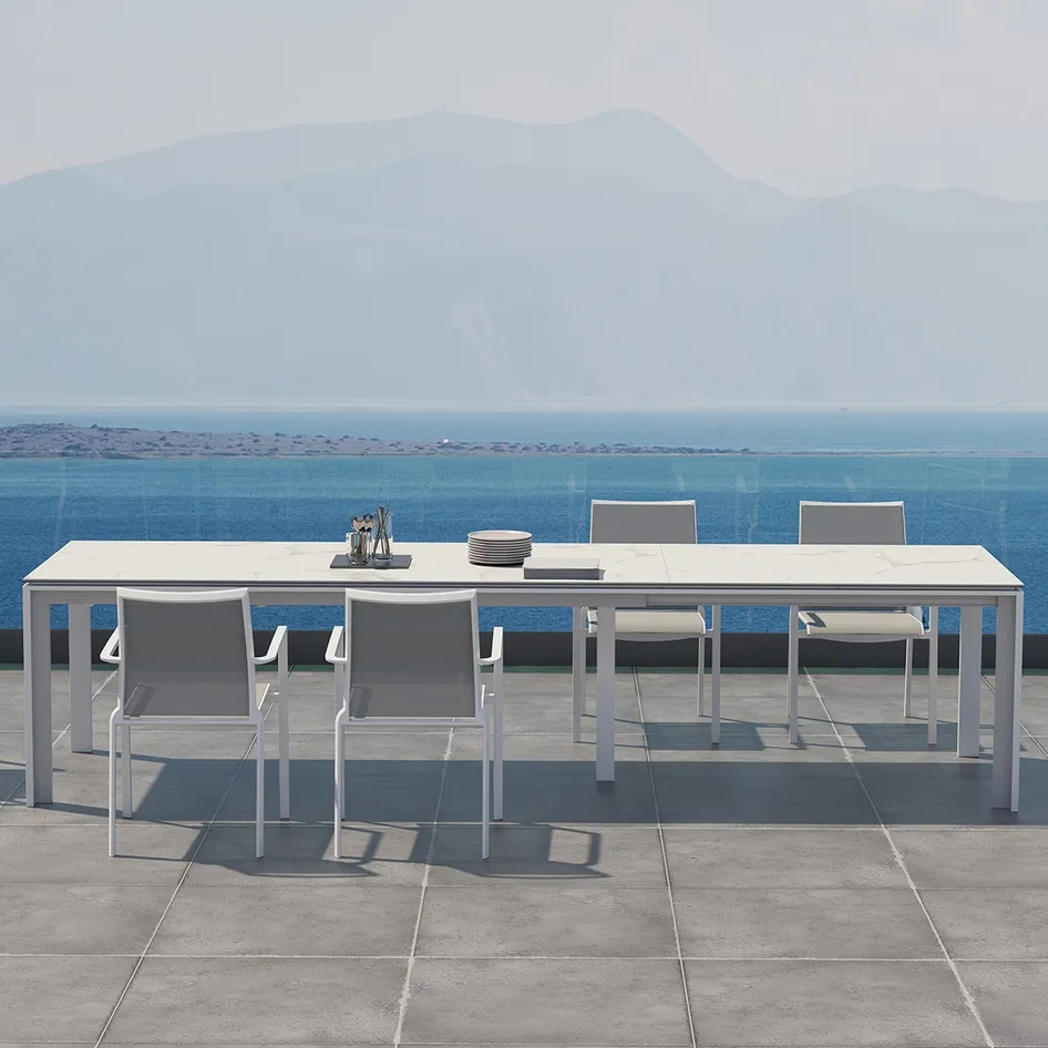 Optimum extending table white ceramic