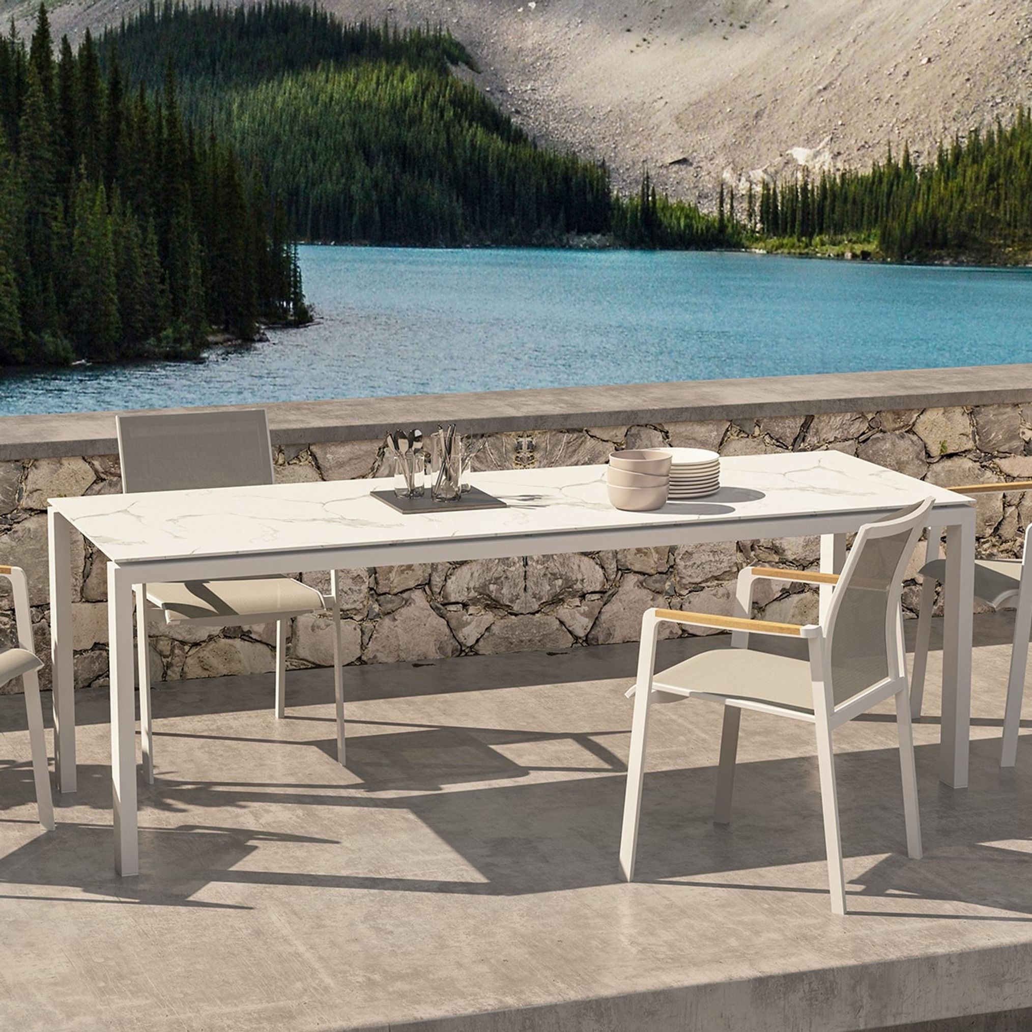 Lafite ceramic table white outdoors 01