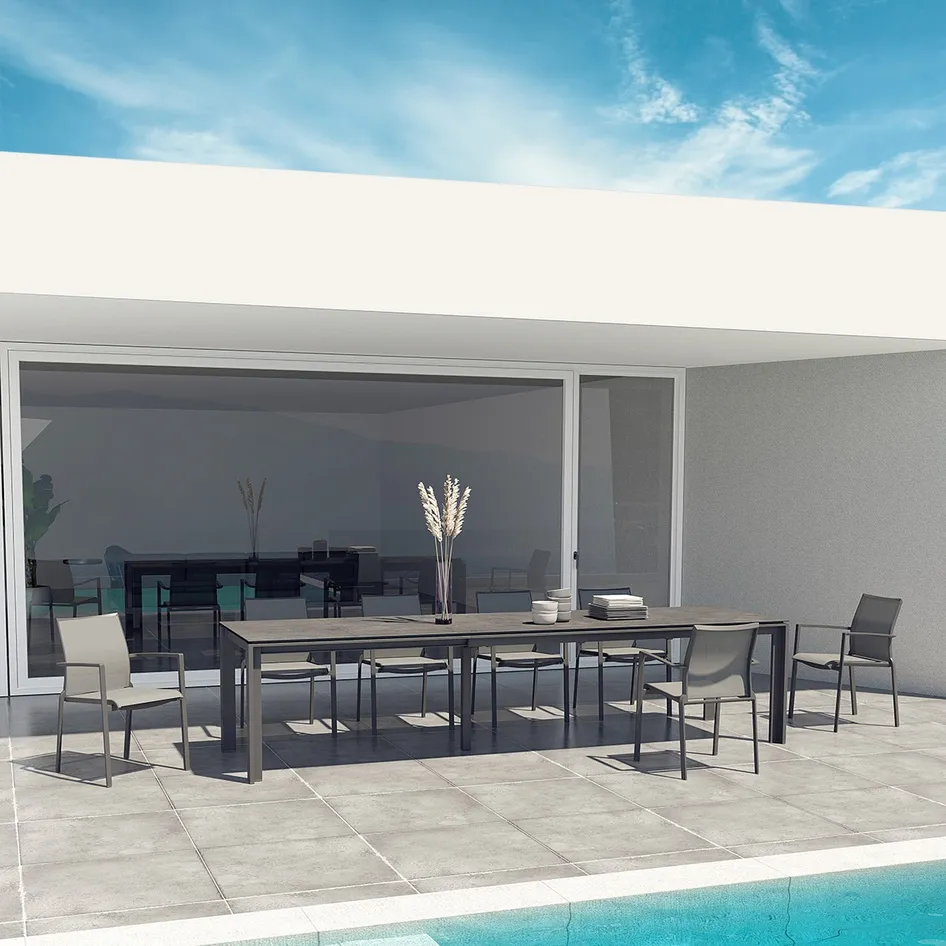 Melbourne dining set with extending Heritage table anthracite