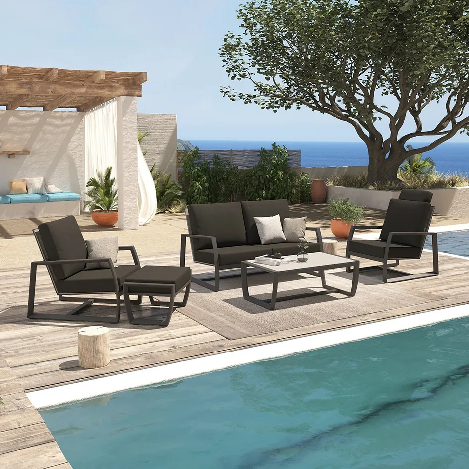 New Mauritius lounge set with footstool anthracite