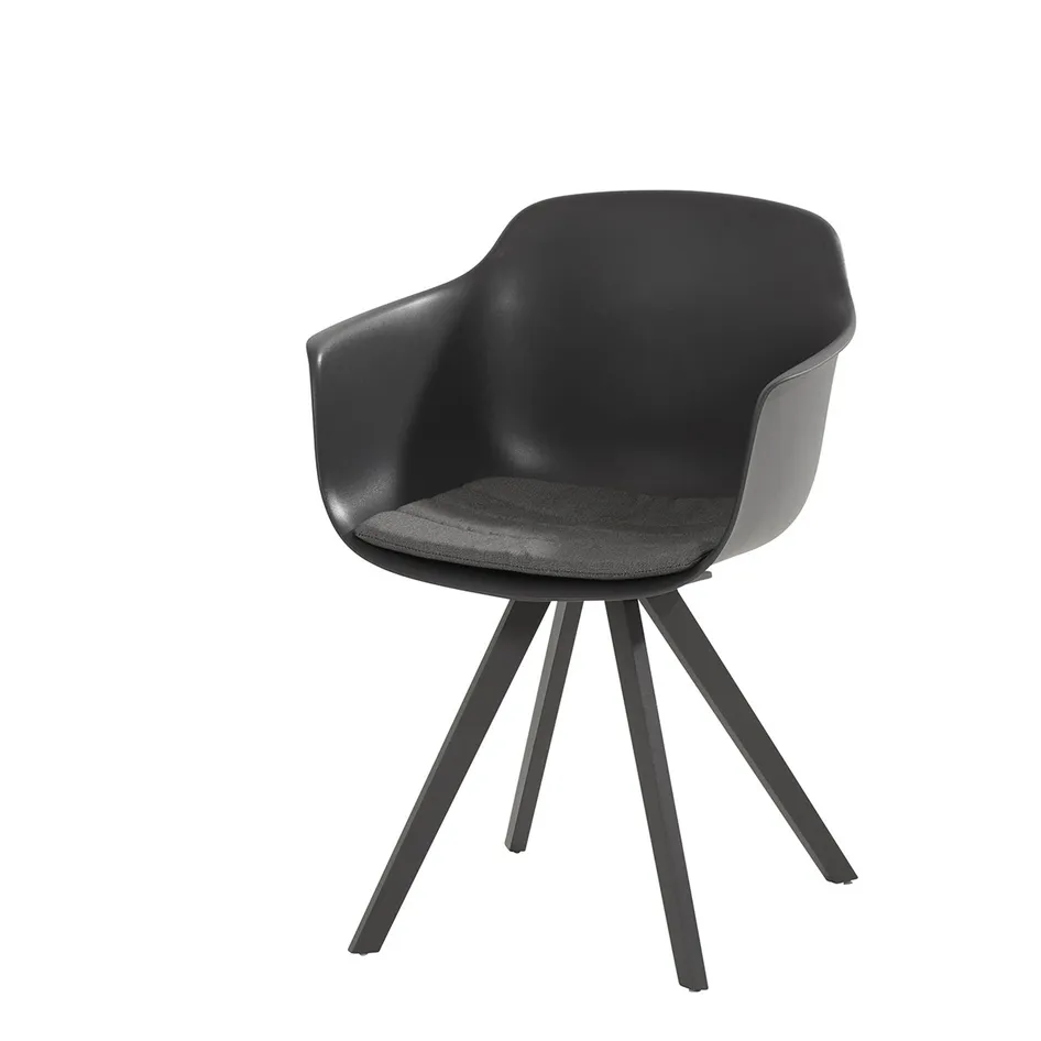 Solid dining chair with cushion matt carbon 01