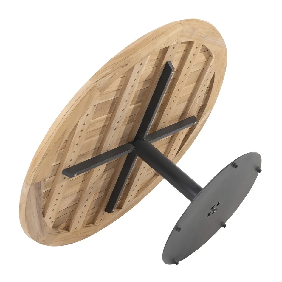 Saba low dining table natural teak 160 cm H69 with base 03