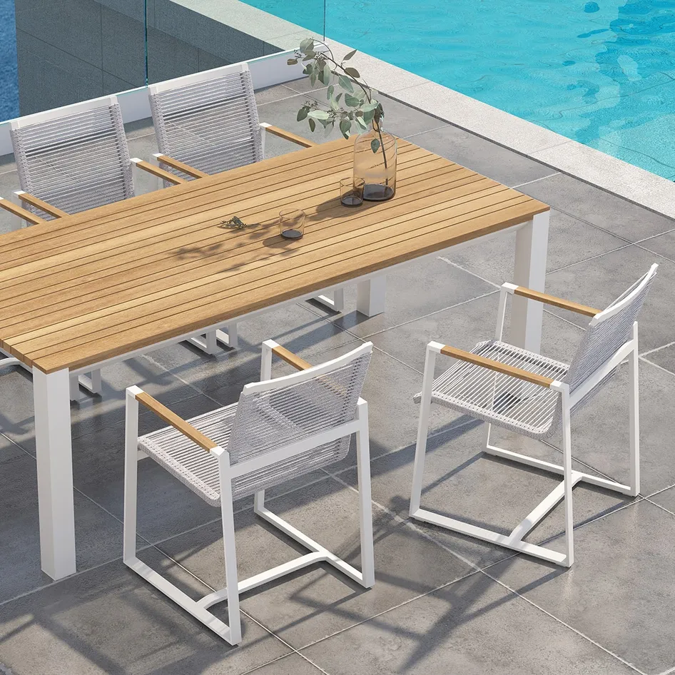 Pandino white dining set with Ridge table 01