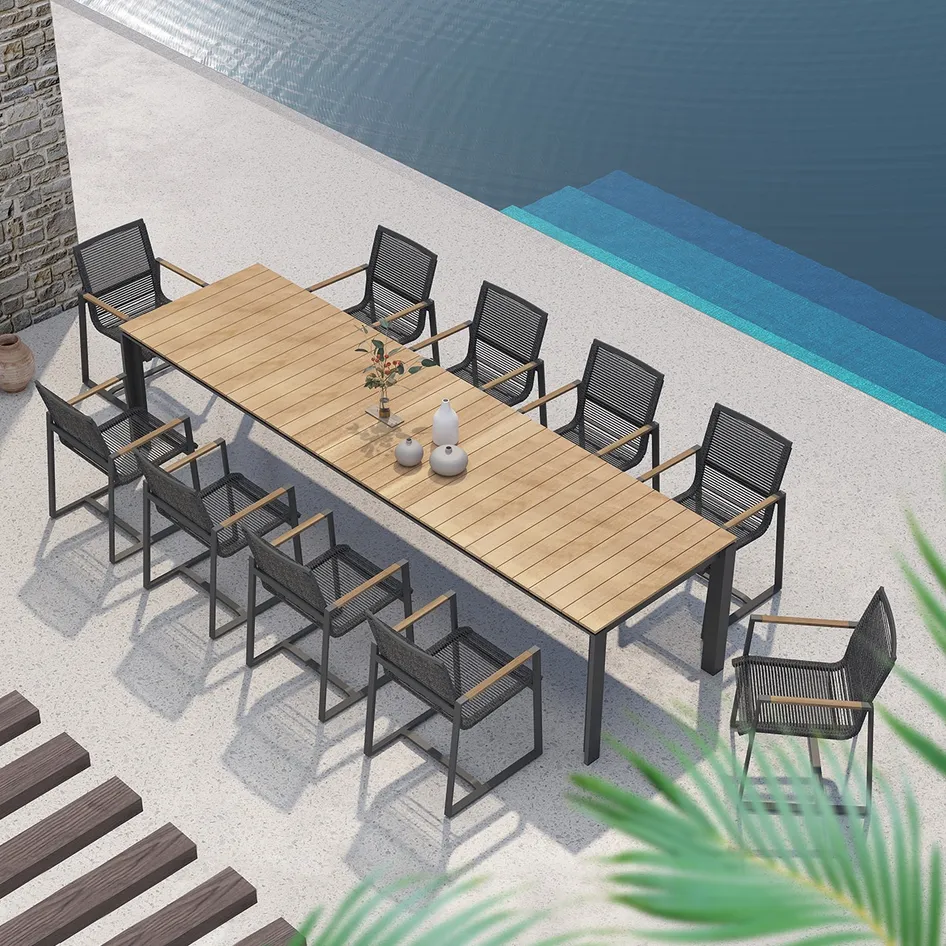 Pandino dining set with Optimum teak extending table anthracite