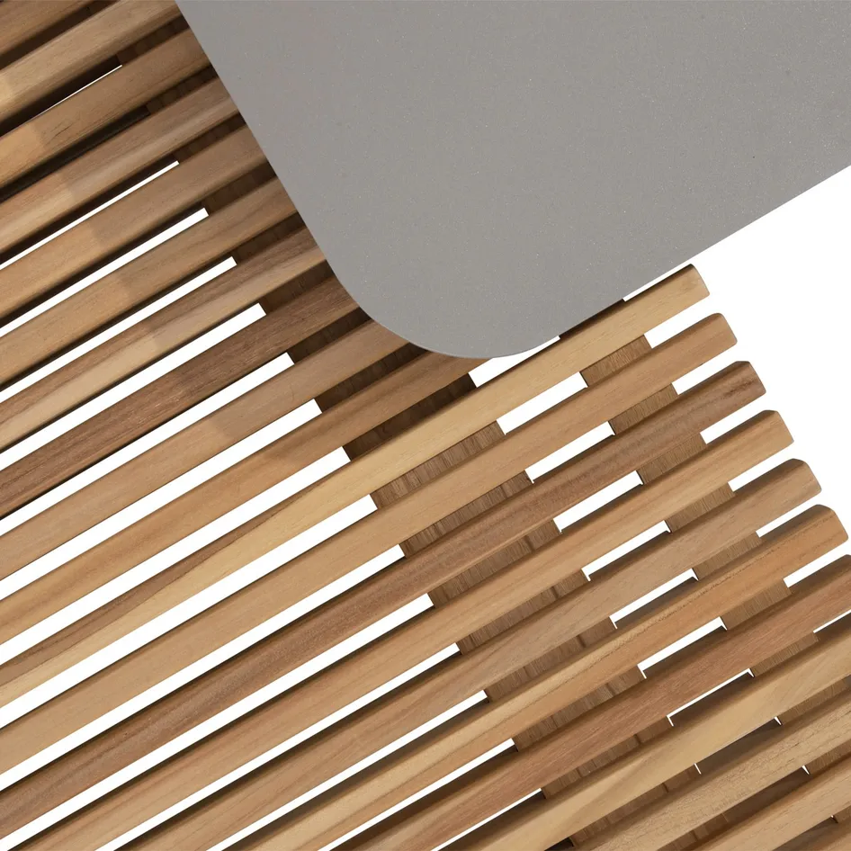 Plato coffeetables teak and alu grey metallic detail 01