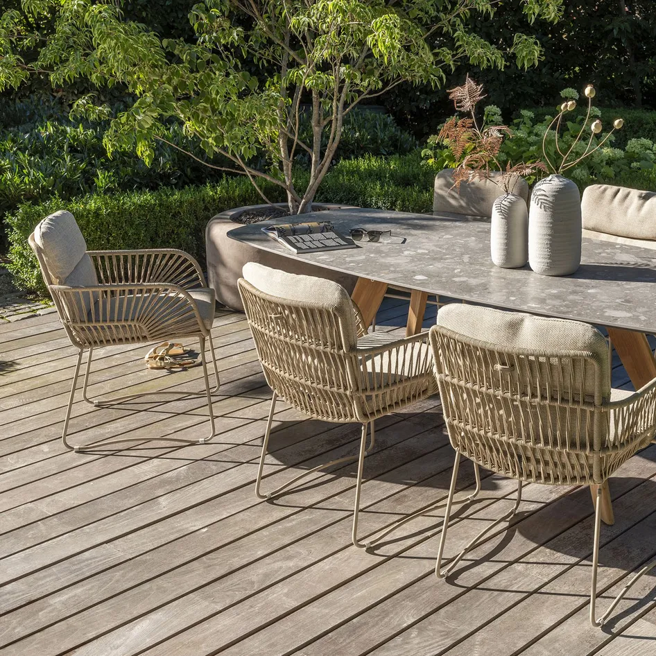 Murcia dining Latte with Montana barrel table teak ceramic outdoor 01